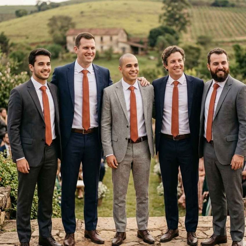 Kit 11 Gravatas Social Masculina Slim Lisa Eventos Casamento Padrinho Trabalho Congresso Várias Cores Tons Terrosos - imagem 5