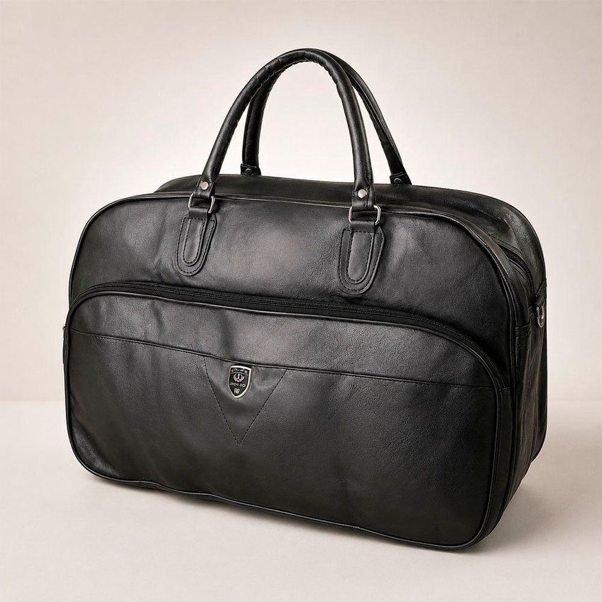 Bolsa De Viagem Grande 55cm X 35cm X 24cm Em Couro Sintético Com Alça E Fechamento Por Zíper Preto - imagem 4