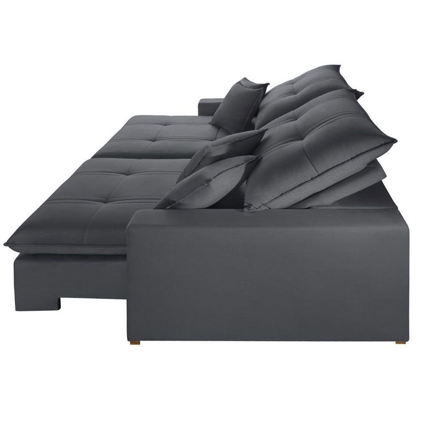 Sofá Com Chaise B010 3 Lugares Retrátil E Reclinável 210cm Cinza Escuro Meu Sofá Online - imagem 3