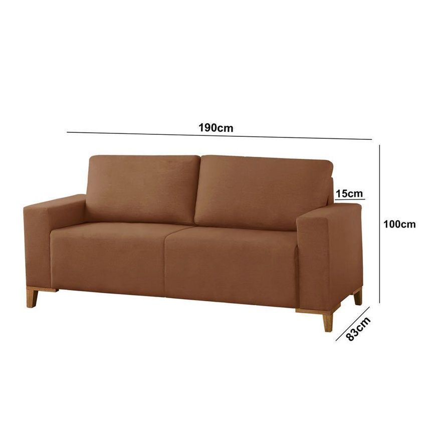 Sofá Com Chaise Milano 3 Lugares 190cm Terracota Veludo Meu Sofá Online - imagem 3