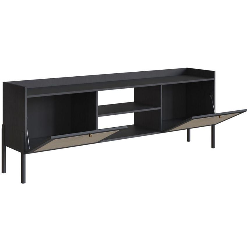 Rack Oslo Para TV 75" 183cm MDP Com Pés Torneados Preto Artesano Móveis - imagem 3