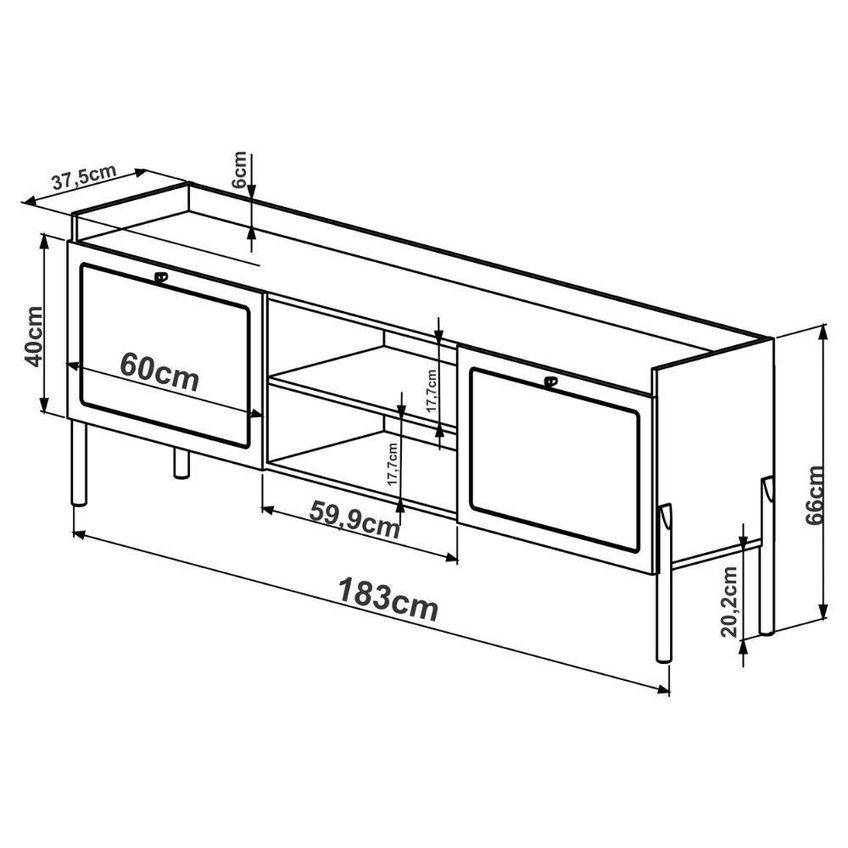 Rack Oslo Para TV 75" 183cm MDP Com Pés Torneados Preto Artesano Móveis - imagem 4