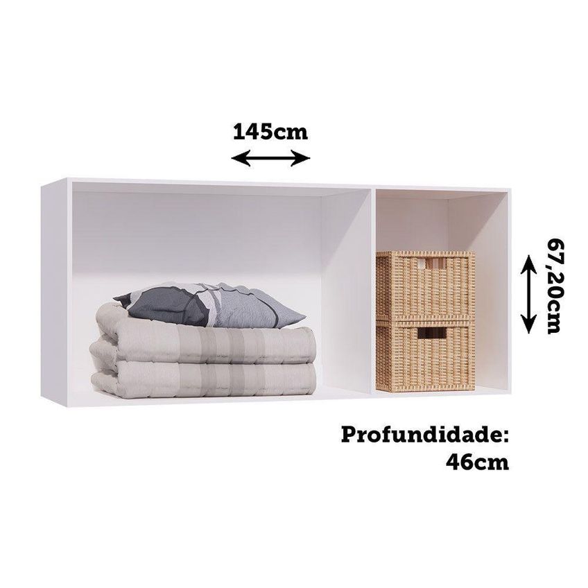 Armário Aéreo Modulado Essenza 3 Portas Bater MDF MDP Fosco Branco-cinza Puro Luciane Móveis - imagem 3