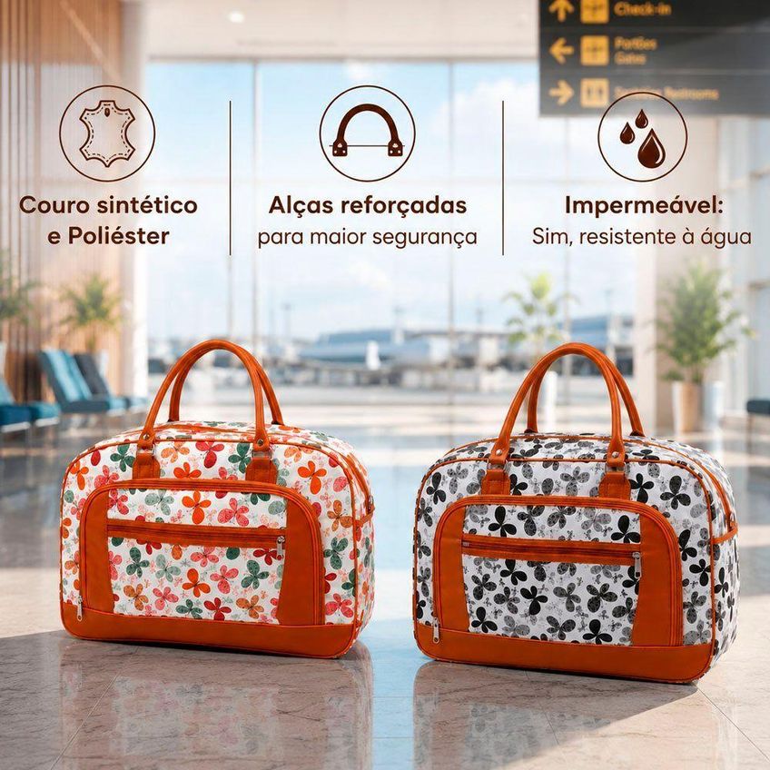 Bolsa Sacola De Viagem Grande Em Poliéster Com Alça E Resistência À Água Preto - imagem 5