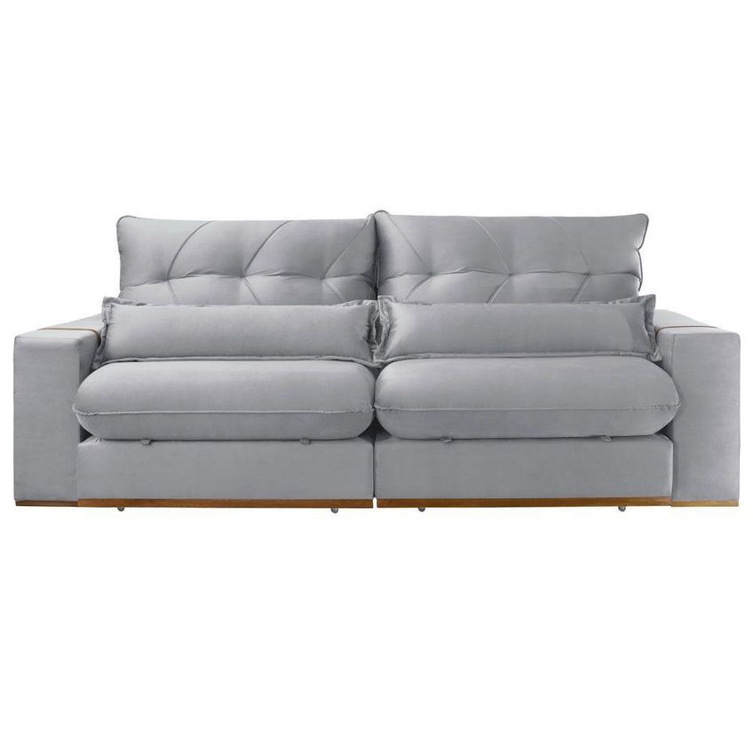 Sofá Com Chaise B026 3 Lugares Retrátil E Reclinável 210cm Prata Meu Sofá Online - imagem 3