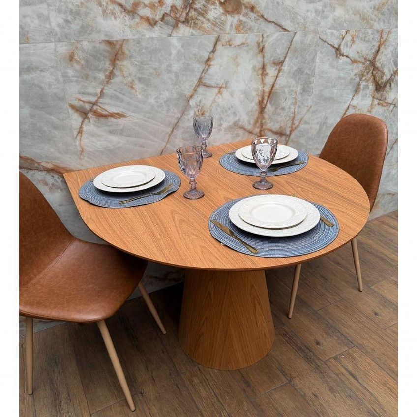 Mesa De Jantar Mel Cone 4 Lugares Redonda Mdf 130x120cm Modelar Art Moveis - imagem 3