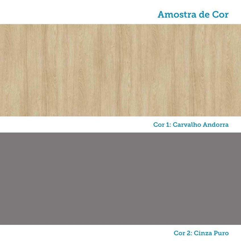 Armário Aéreo Modulado Essenza 4 Portas De Bater MDP-MDF Carvalho Andorra-Cinza Puro Luciane Móveis - imagem 4