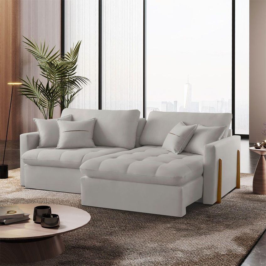 Sofá Cama A304 3 Lugares Retrátil E Reclinável 220cm Cinza Linho Meu Sofá Online - imagem 4