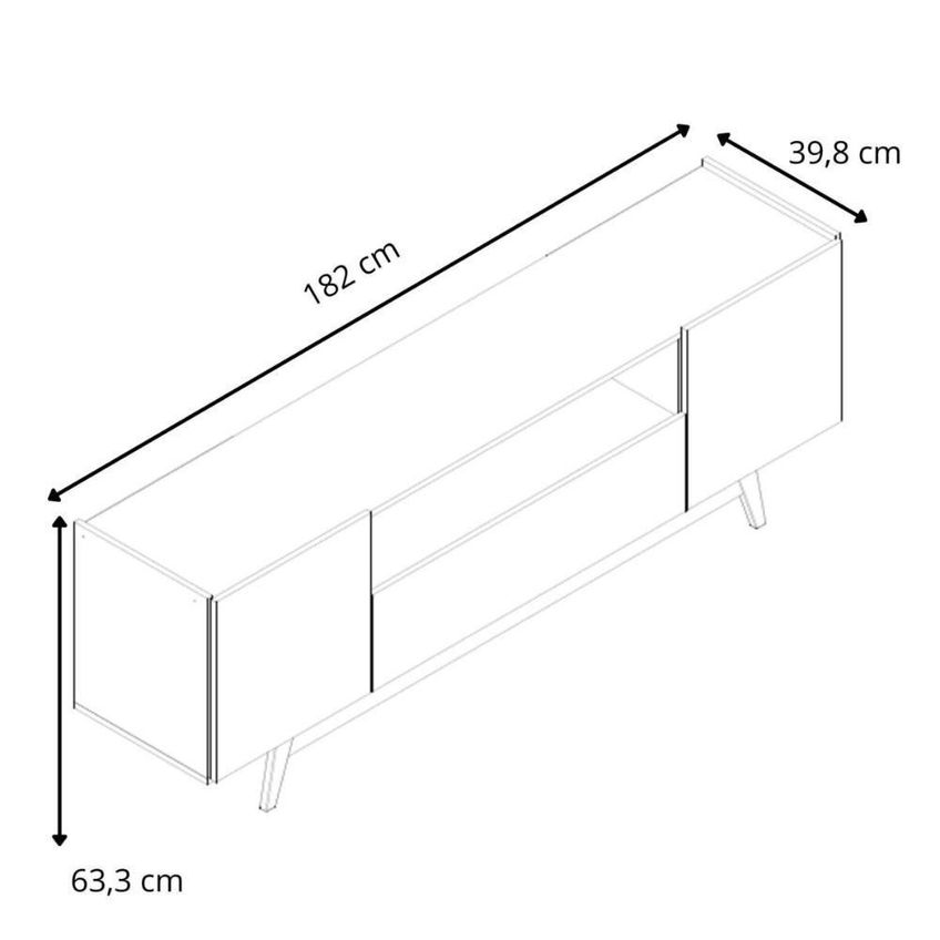 Rack Para TV Até 72" 182cm MDP Com 3 Portas Retrô Mel Grafite Multimóveis CR45367 - imagem 3