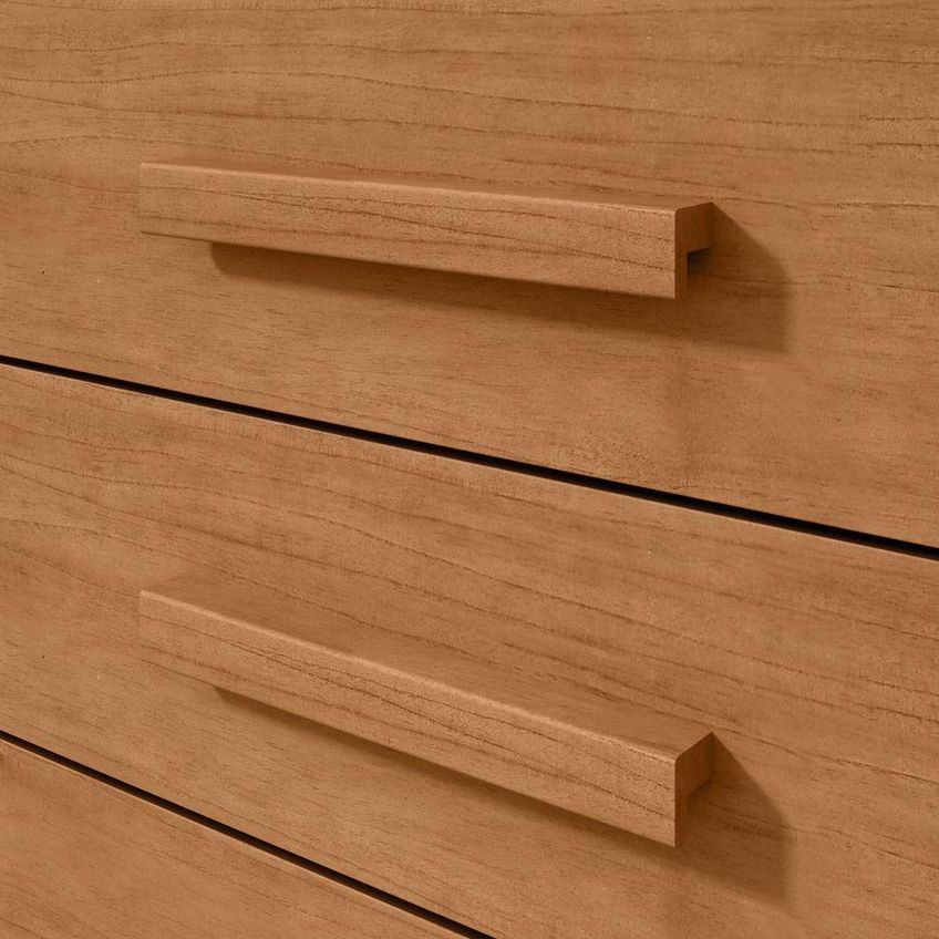 Comoda Baião 4 Gavetas MDP Puxador MDF Amendoa Clean Moveis Lopas - imagem 5
