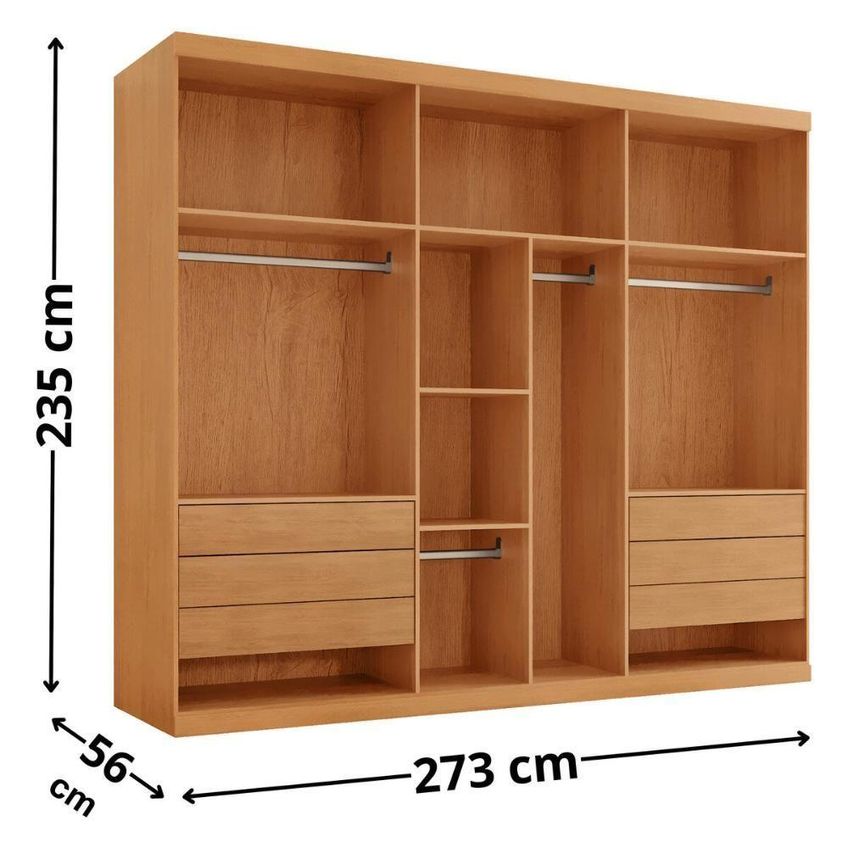 Guarda Roupa Casal Cr35541 6 Portas De Bater 6 Gavetas Mdf Laqueado Madeirado-off White Multimóveis - imagem 5