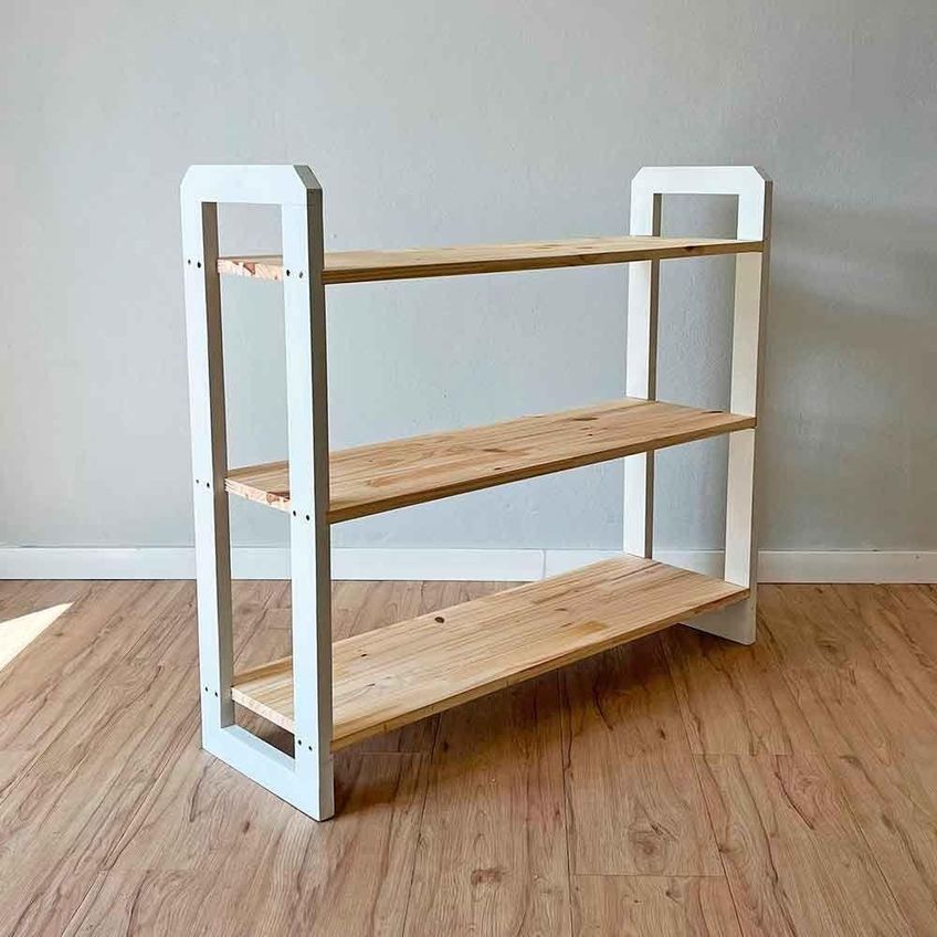 Aparador Linea Ample Moderno 3 Prateleiras 100cm Natural E Branco Artfactory Design - imagem 4
