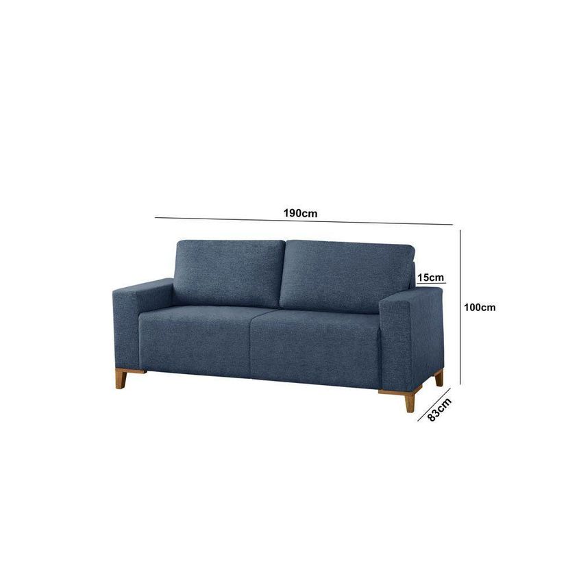 Sofá Milano 2x3 Lugares Fixo 150cm Azul Linho Meu Sofá Online A259 - imagem 3