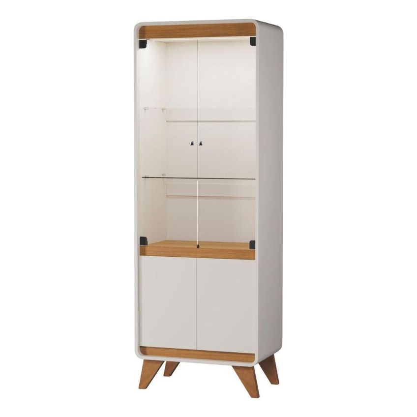Cristaleira Para Sala De Jantar 2 Portas 3 Prateleiras MDP Com Gaveta Off White Mais De Casa - imagem 3