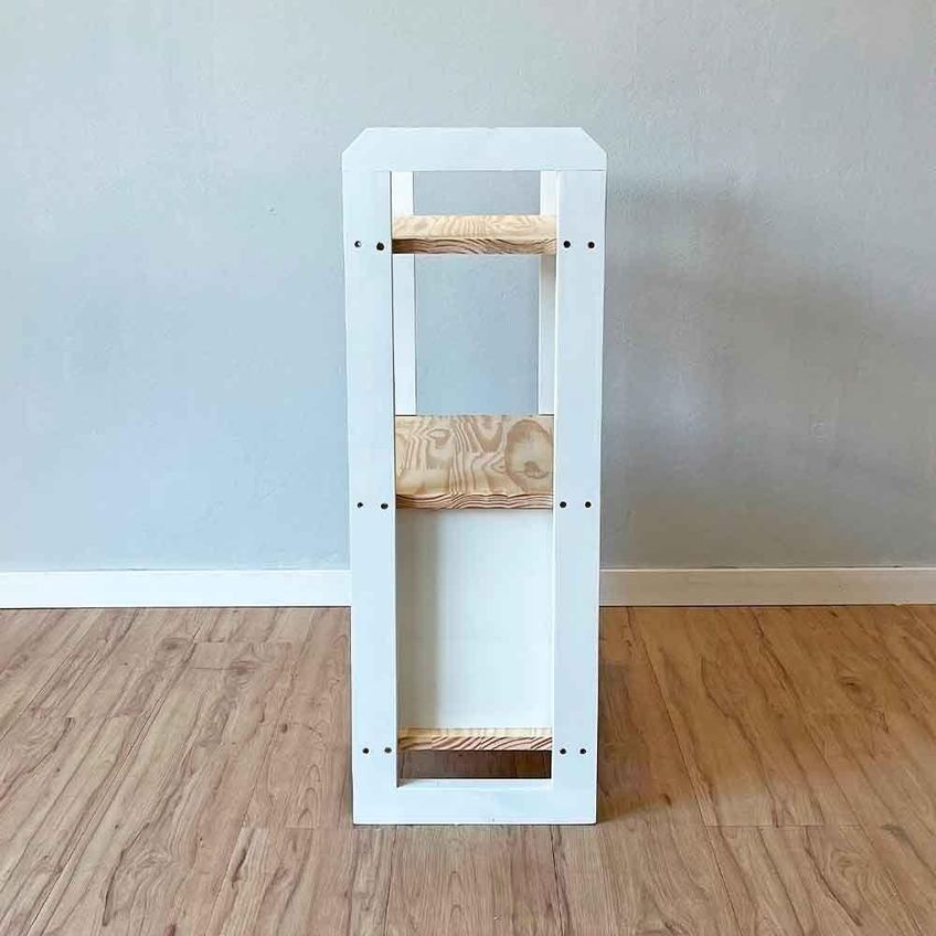 Aparador Linea Slim Moderno Sem Porta 1 Gaveta Madeira Maciça 53cm Natural E Branco Artfactory - imagem 3