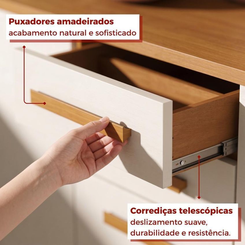 Cozinha Sara Frison 4 Portas 2 Gavetas Mdf-mdp 115cm Cinamomo-arenas - imagem 4