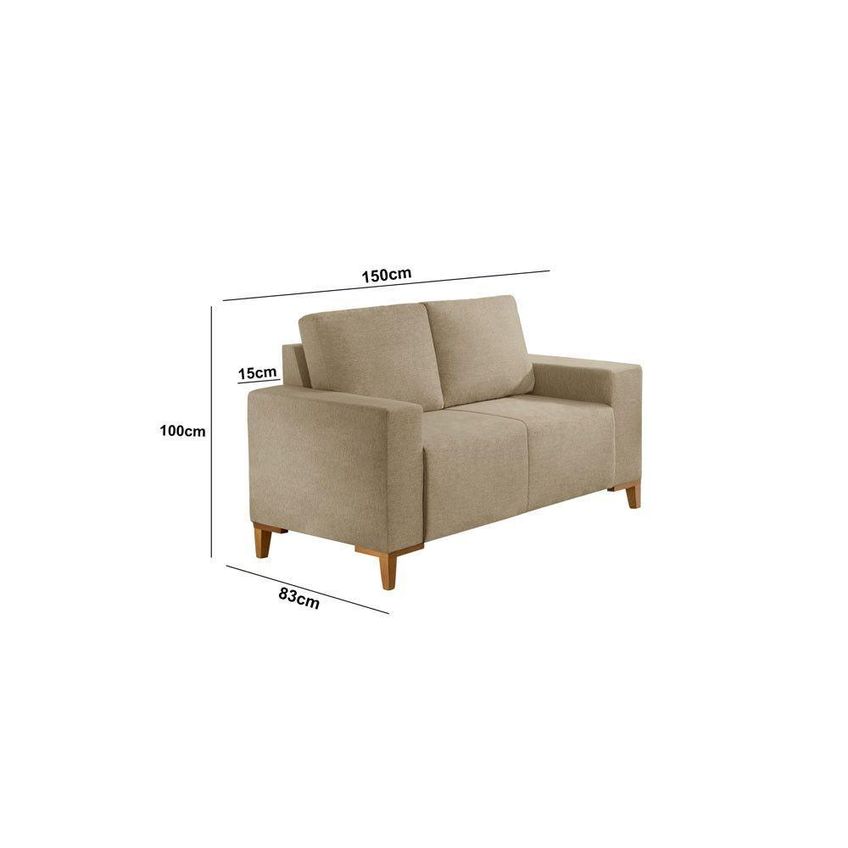 Sofá Milano 2x3 Lugares Fixo 150cm E 190cm Bege Linho Meu Sofá Online - imagem 4