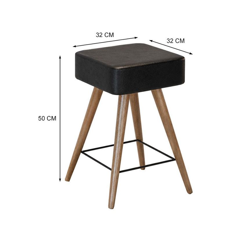 Banco Banqueta Rio Baixa 50cm Couríssimo Preto Salaone - imagem 3