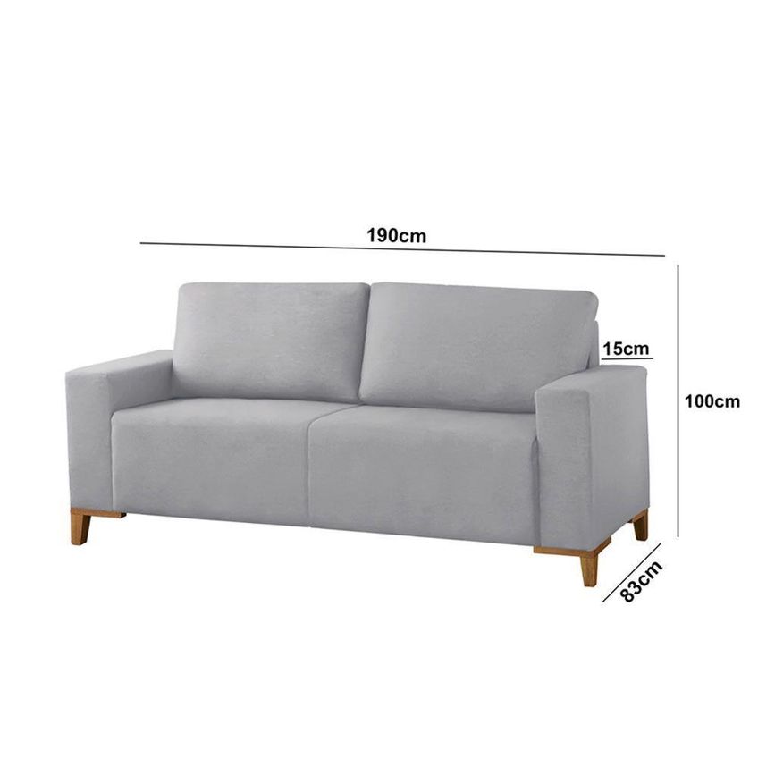 Sofá Milano 2x3 Lugares Fixo 150cm Prata Veludo Meu Sofá Online B026 - imagem 3