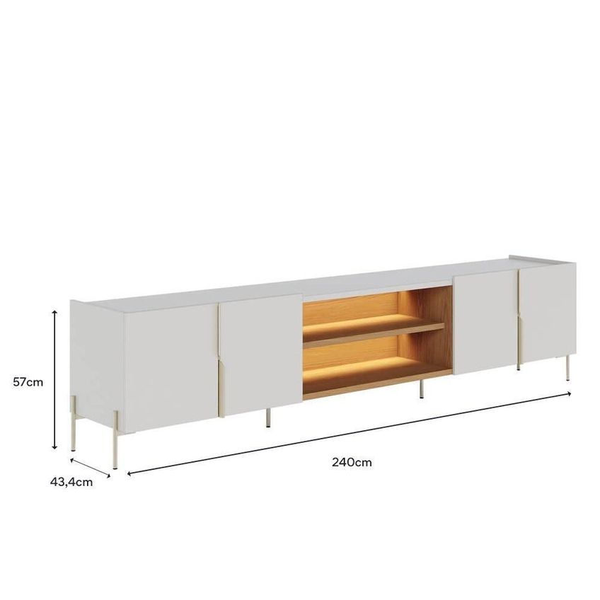 Rack Bancada Maggiore Para TV Até 85" 240cm MDP Com LED Off White Colibri Móveis 4 Portas - imagem 3
