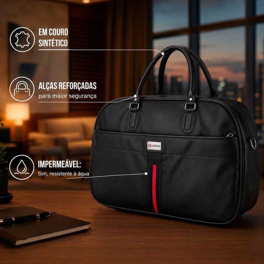 Bolsa De Viagem Grande Em Poliéster Com Alça Fechamento Por Zíper Impermeável Modelo Bagagem - imagem 4
