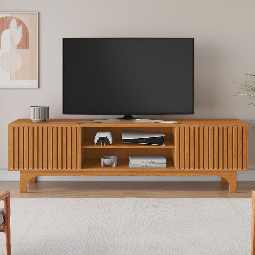 Rack Thor Para TV 70" 200cm MDP-MDF Com Portas Correr Cinza Thor - imagem 2