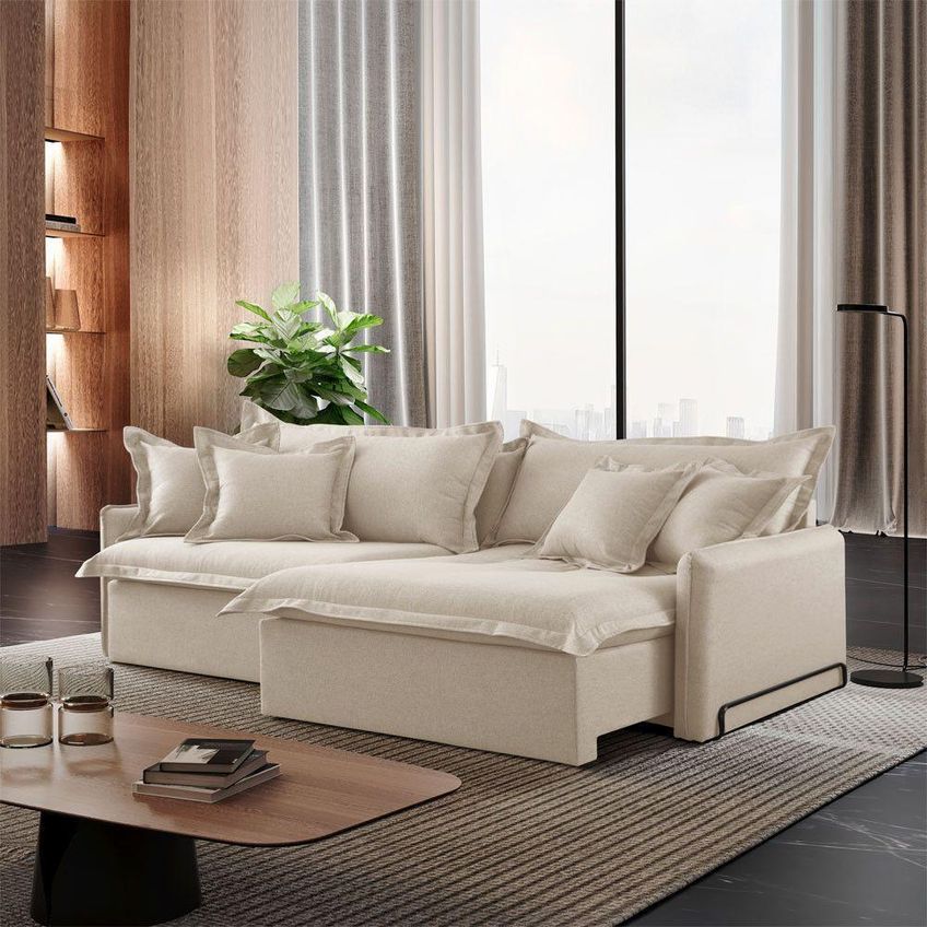 Sofá Cama A294 3 Lugares Retrátil E Reclinável 190cm Creme Meu Sofá Online - imagem 4