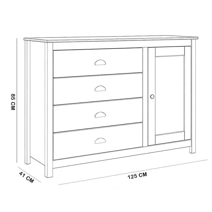 Cômoda Sapateira F06 4 Gavetas Madeira Maciça Puxador Metálico Café Lyam Decor - imagem 3
