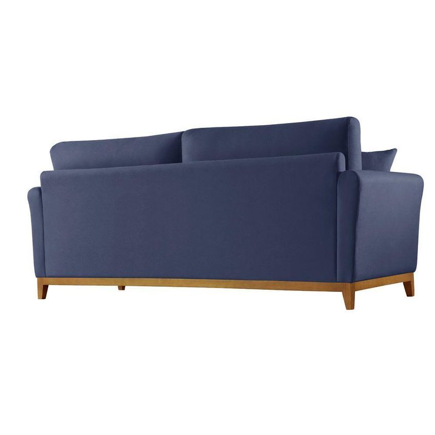 Sofá Brasil 3 Lugares Fixo 160cm Azul Linho Braço 10cm Meu Sofá Online - imagem 4