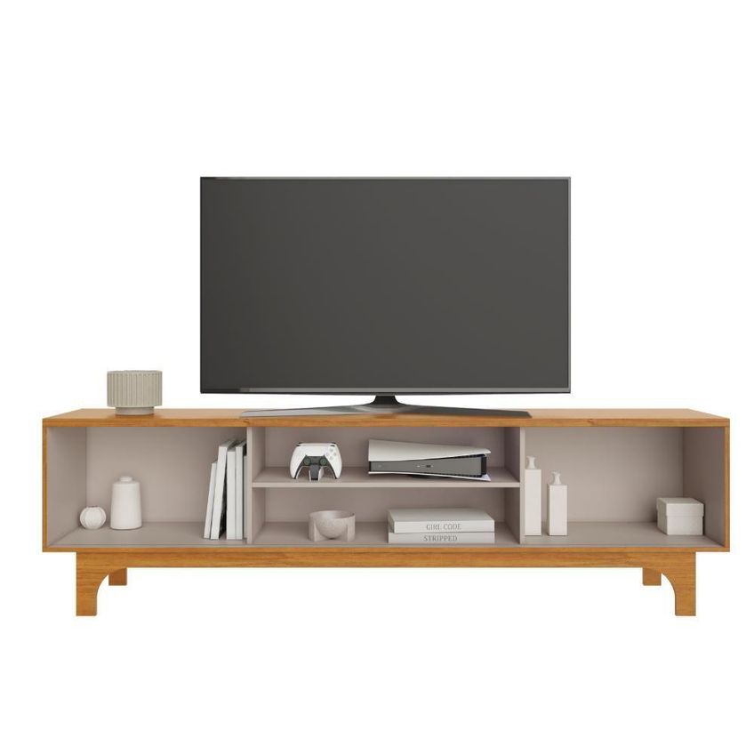 Rack Thor Para TV 70" 200cm MDP MDF com Nicho Porta de Correr Cinza Thor - imagem 3