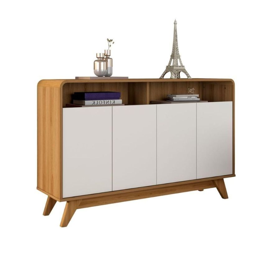 Buffet Decorativo Nature Moderno 4 Portas 1 Gaveta MDF 125cm Amadeirado Mais De Casa - imagem 3
