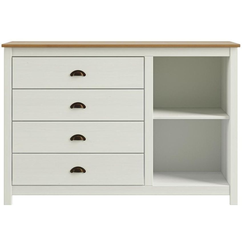 Cômoda Sapateira F06 4 Gavetas Madeira Maciça Puxador Metálico Branco Lyam Decor - imagem 3