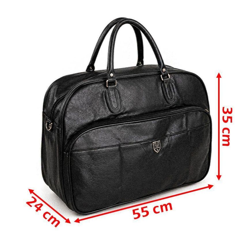 Bolsa De Viagem 55cm Poliéster Com Alça Zíper Bolsa De Viagem Preto Couro Cor & Cia - imagem 3