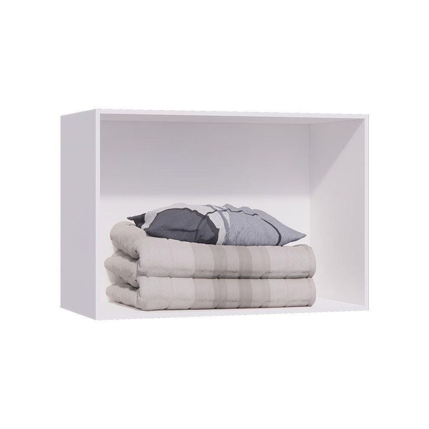 Armário Aéreo Modulado Essenza 2 Portas De Bater MDP E MDF Branco E Bege Luciane Móveis - imagem 3