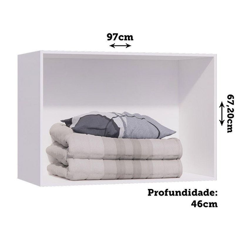 Armário Aéreo Modulado Essenza 2 Portas De Bater MDP E MDF Branco E Bege Luciane Móveis - imagem 4