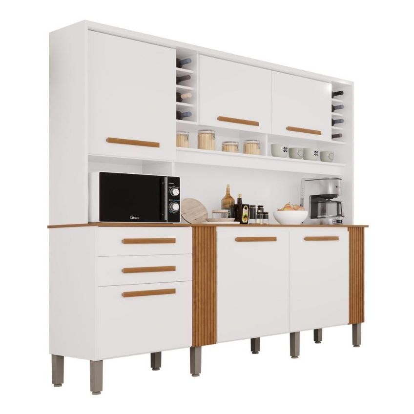 Armário Kit Palazzo 2 Portas 2 Gavetas Mdp 200cm Branco Ypê 200cm 97,8kg Estrutura Reforçada Moderno - imagem 4