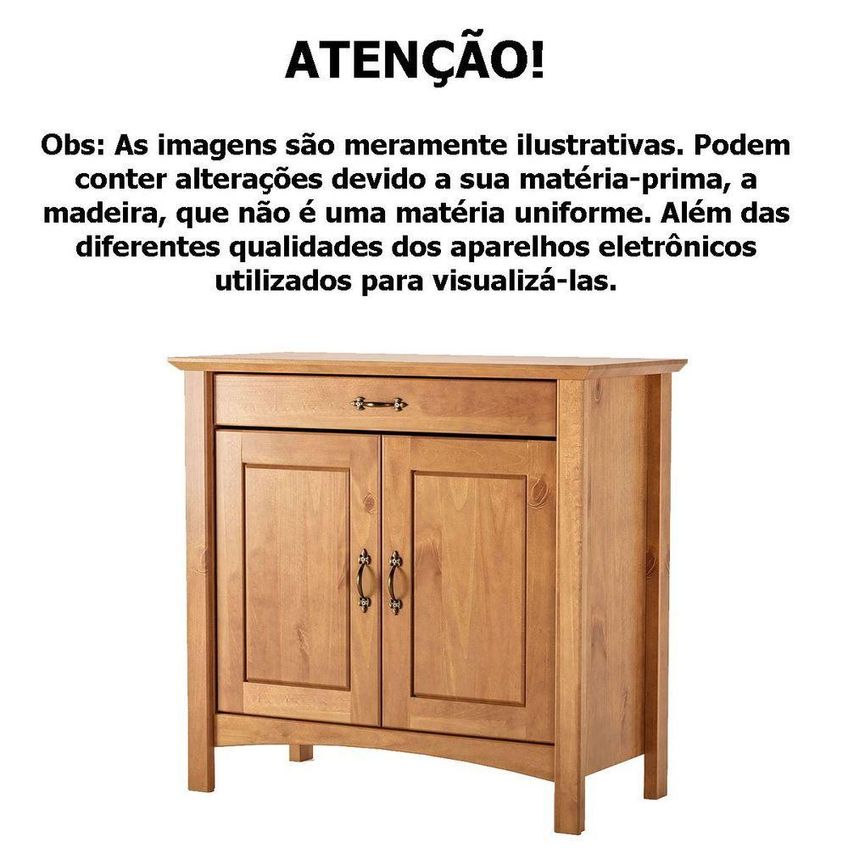 Kit Balcão Buffet E Aparador Lana Carvalho Rústico 2 Portas 3 Gavetas Madeira Maciça 93cm MPO Móveis - imagem 4