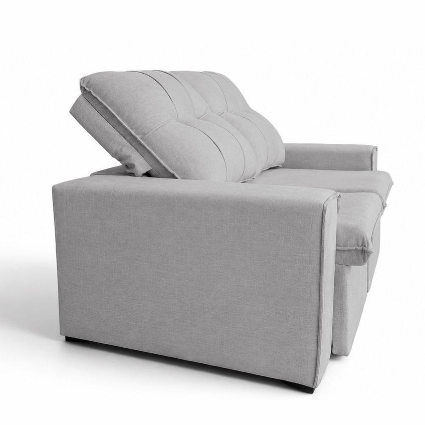 Sofá Lotus 2 Lugares Retrátil E Reclinável 150cm Cinza Linho Élpis Móveis - imagem 5