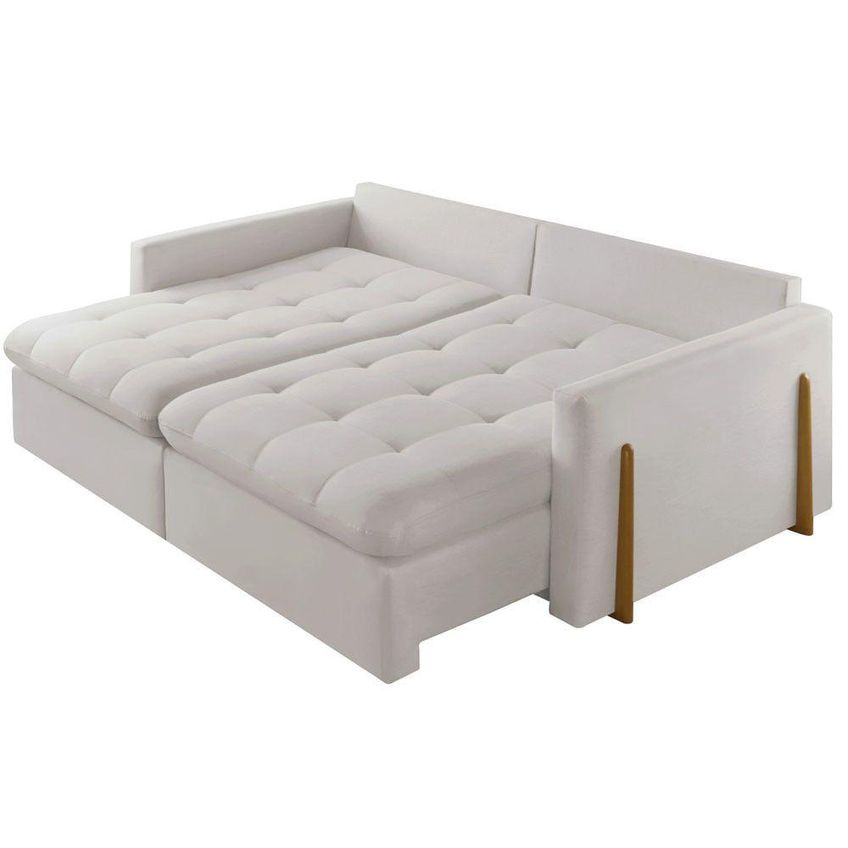 Sofá Cama A302 3 Lugares Retrátil 200cm Branco Linho Meu Sofá Online - imagem 3
