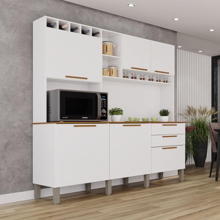 Armário De Cozinha Florença 6 Portas 2 Gavetas Mdf 165cm Topázio - imagem 3