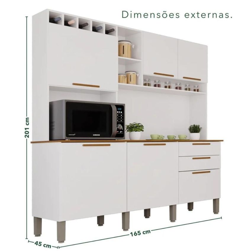 Armário De Cozinha Florença 6 Portas 2 Gavetas Mdf 165cm Topázio - imagem 5