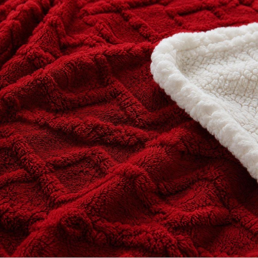 Cobertor Manta Santiago Casal 190x210cm Microfibra Dupla Face Vermelho Clara Luz Decora - imagem 4