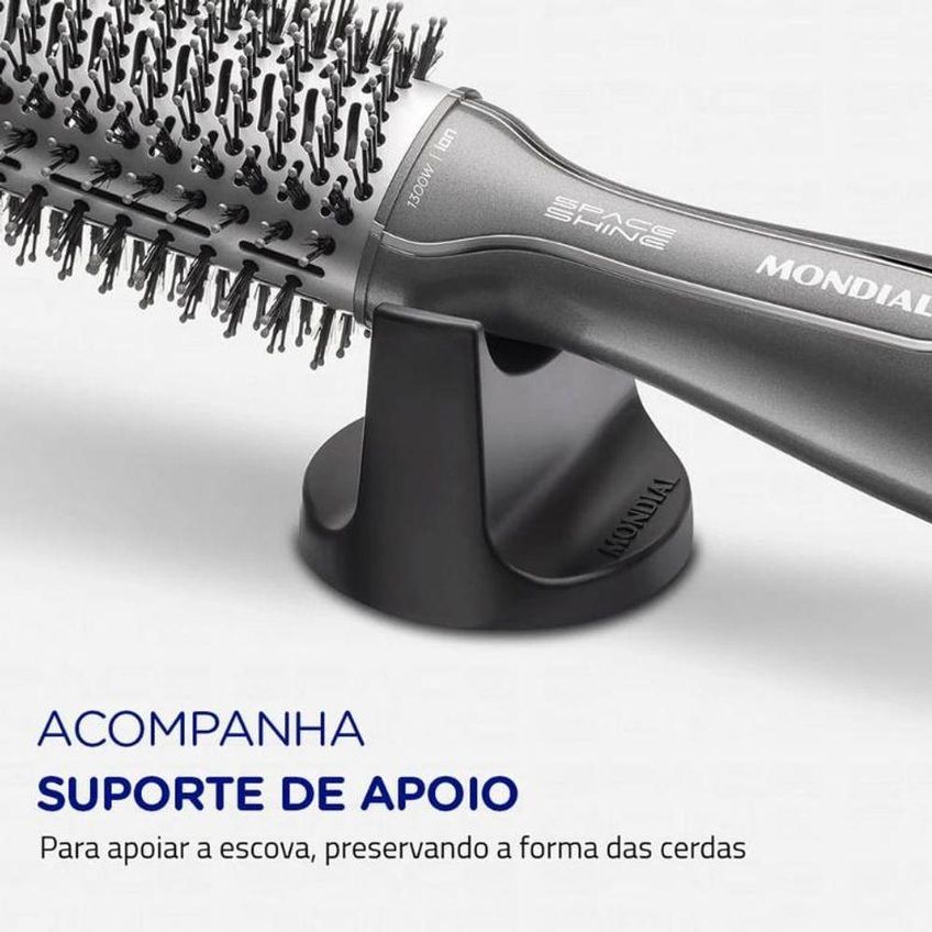 Escova Secadora Space Shine 74000-01 1300w 2 Temperaturas Grafite Mondial Bivolt - imagem 2
