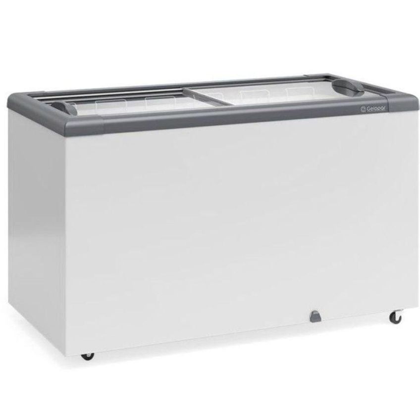 Freezer Plano Vidro Reto Deslizante Gelopar GHD400 Degelo Manual 395L Estático Rodízios Cinza 220V - imagem 2