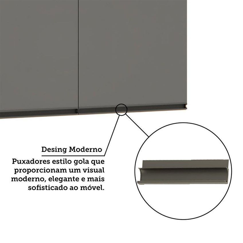 Armário Aéreo Modulado Essenza 2 Portas De Bater Mdf-mdp Andorra-cinza Puro Luciane Móveis - imagem 2