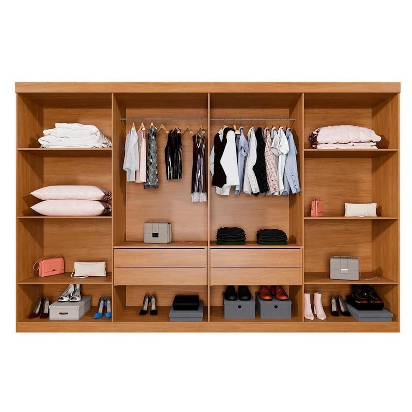 Roupeiro Casal New Porto 8 Portas De Bater 4 Gavetas Mdp Cinamomo 245cm - imagem 2