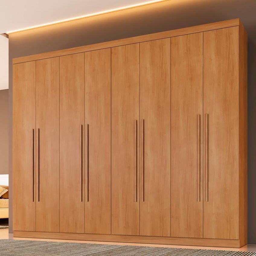 Roupeiro Casal New Porto 8 Portas De Bater 4 Gavetas Mdp Cinamomo 245cm - imagem 4