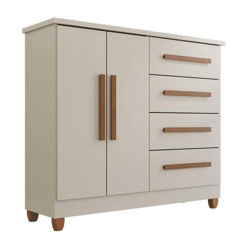 Cômoda Madri 4 Gavetas MDF Puxador Metálico Amadeirado Tudo De Móveis - imagem 3