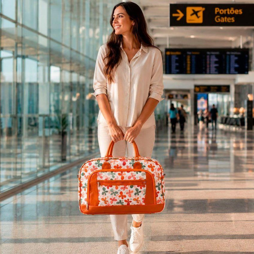 Bolsa Sacola Mala De Viagem Grande 50cm X 35cm X 20cm Em Poliéster Com Alça Reforçada E Impermeável - imagem 5