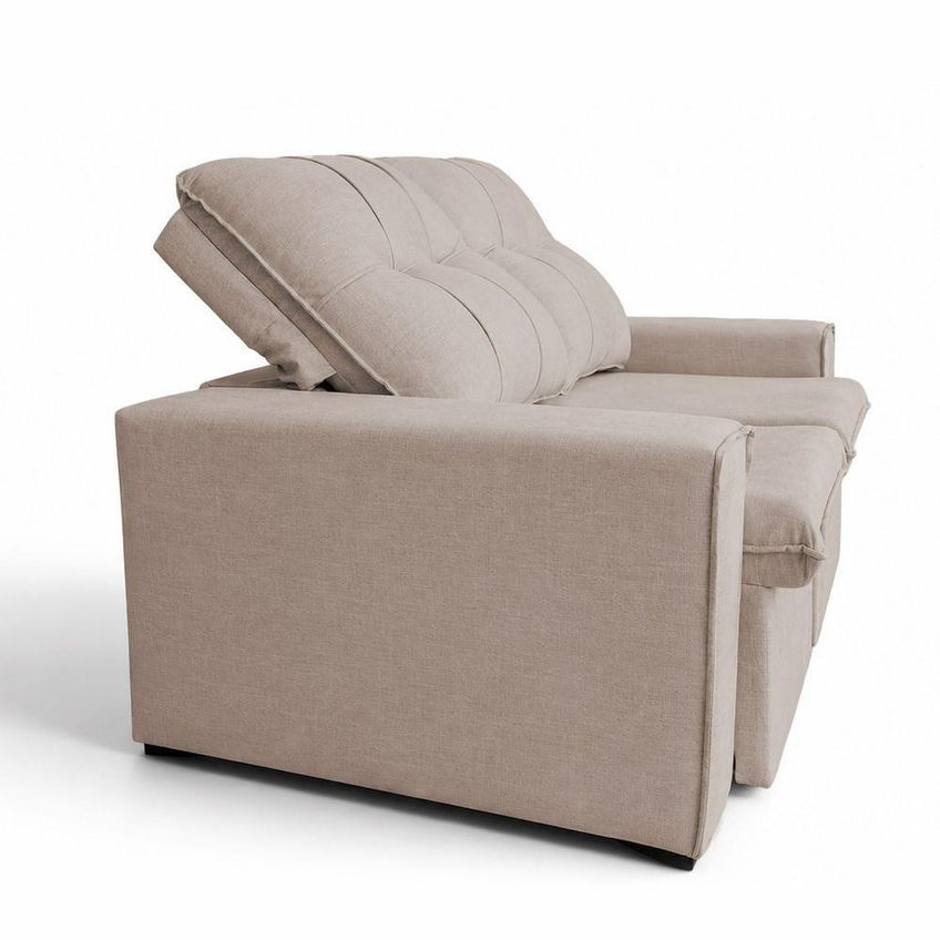 Sofá Lotus 2 Lugares Retrátil Com Reclinável 150cm Bege Linho Élpis Móveis - imagem 3